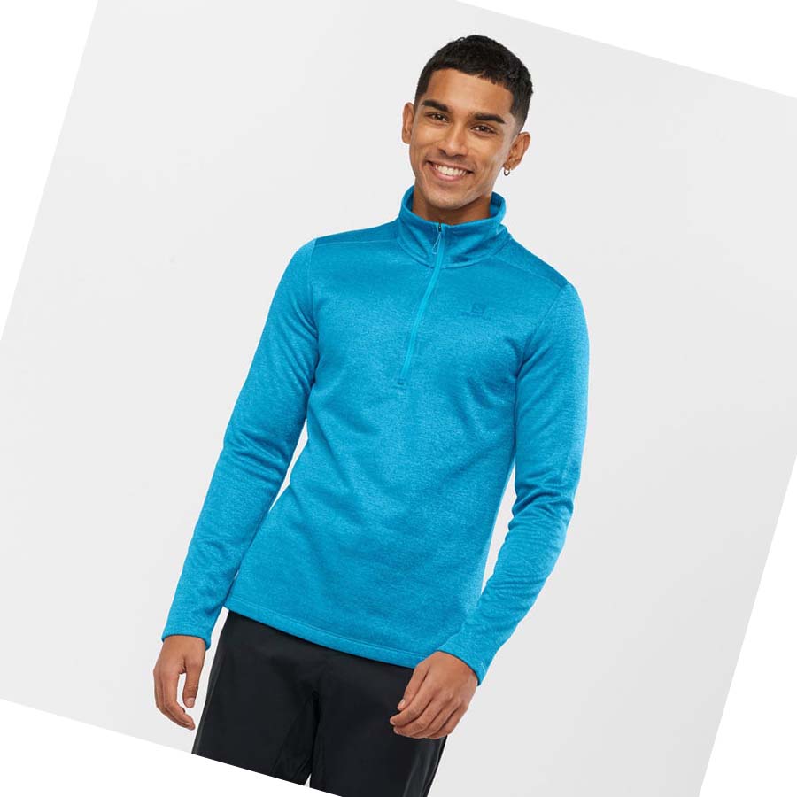 Salomon ESSENTIAL LIGHTWARM SEAMLESS Erkek Kapüşonlu Sweatshirt Mavi | TR 3207GSO